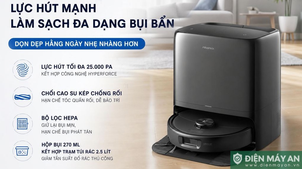 Robot hút bụi lau nhà Roborock Qrevo 2 Pro - Đen/Trắng